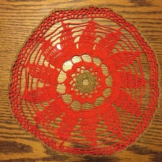Crocheted 13" Red Doily