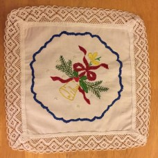 Square Cotton Christmas Doily w/ Lace Edging
