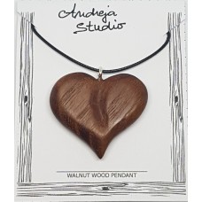 Cavity Heart Walnut Wood Pendant