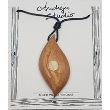 Leaf Alder Wood Pendant w/ Mother of Pearl Inlay Leaf Alder Wood Pendant w/ Mother of Pearl Inlay