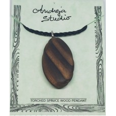 Oval Torched Spruce Wood Pendant Oval Torched Spruce Wood Pendant