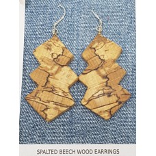 Zigzag Spalted Beech Wood Dangle Earrings