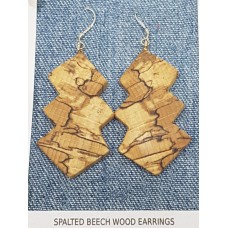 Zigzag Spalted Beech Wood Dangle Earrings Zigzag Spalted Beech Wood Dangle Earrings