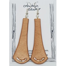Alder Wood Dangle Earrings with Mother of Pearl Inlay