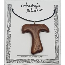 Tau Sign Walnut Wood Pendant Tau Sign Walnut Wood Pendant